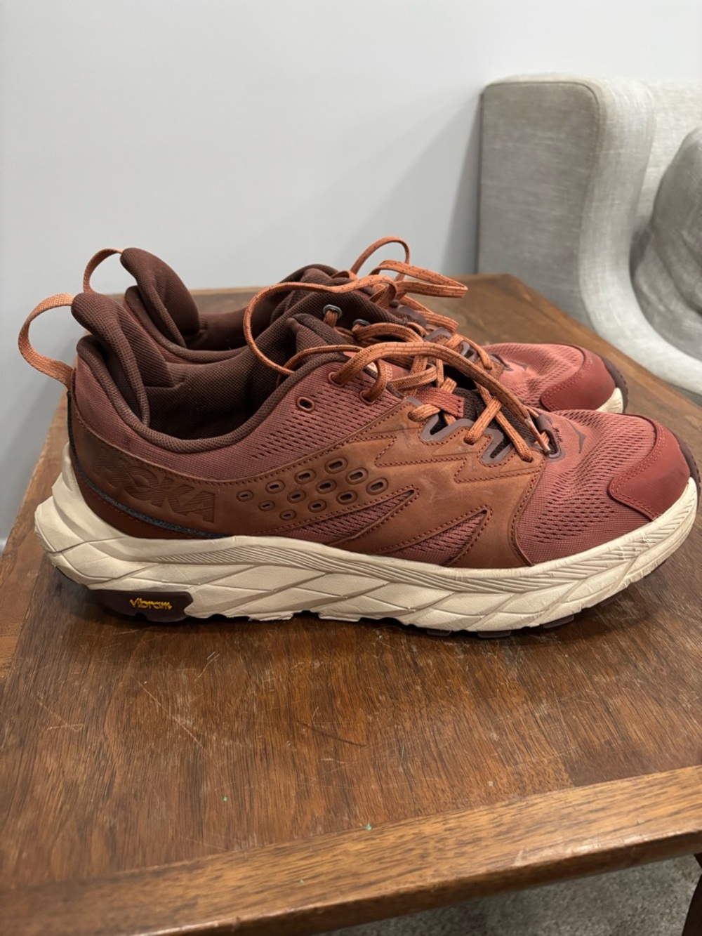 Hoka One Anacapa Breeze Low Men's Trail Shoes in Rust and Brown